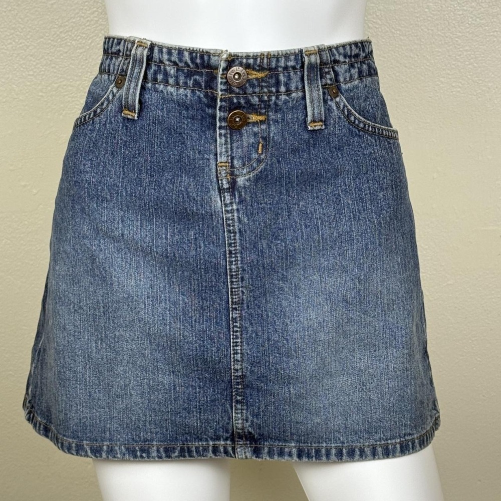 LEI Y2K Denim Miniskirt • Double Button • Mid‑Rise • Size 11